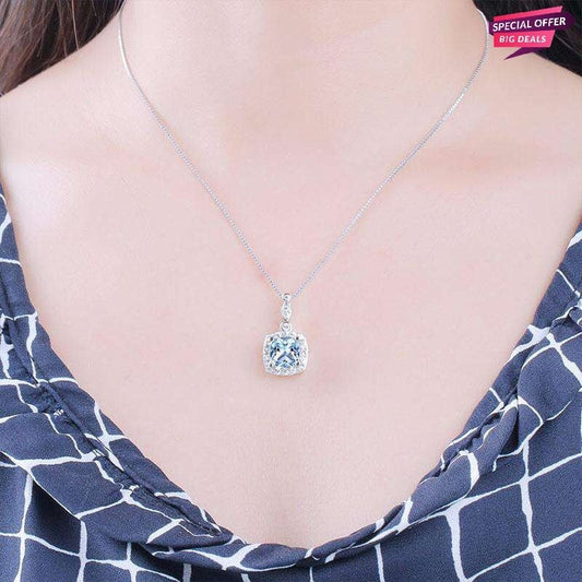 925 Sterling Silver Zircon Natural Sky Blue Topaz Round Shape Locket Necklaces